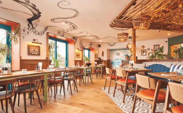 Interior seating at the Crabshell pub